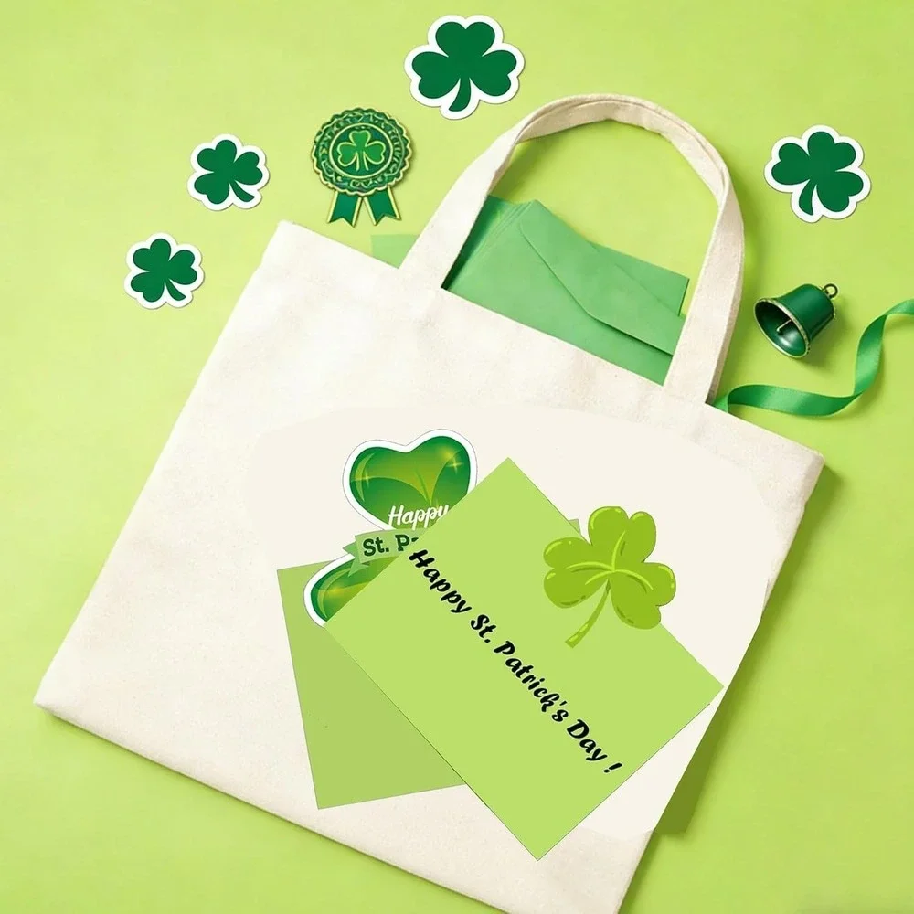 St. Patrick's Day Greeting Cards 12 Pack Green Shamrock Irish St Patrick's